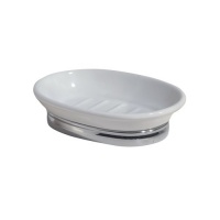 InterDesign York Oval Soap Dish, White/Chrome