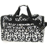 Damask Black White Duffle Cheer Gym Bag 22