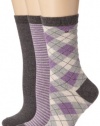 Tommy Hilfiger Women's 3 Pack Argyle Stripe Crew