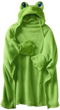 AME Sleepwear Girls 2-6X Frog Hooded Blanket, Green, One Size