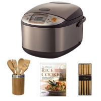 Zojirushi NS-TSC10/18 Micom Rice Cooker & Warmer (Stainless Steel) + The Ultimate Rice Cooker Cookbook + Accessory Kit