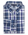 Tommy Hilfiger Men Custom Fit Long Sleeve Plaid Logo Shirt