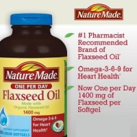 Nature Made ORGANIC Flaxseed Oil, Omega-3-6-9 for Heart Health, 1400 mg, 300 Liquid Softgels