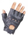 Classic Leather Fingerless Gloves W/ Velcro Tab (S)