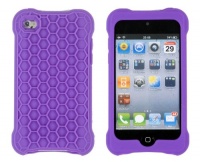 Purple Textured Silicone Grip Case for Apple iPod Touch 4, 4G (4th Generation) - Includes 24/7 Cases Microfiber Cleaning Cloth [Retail Packaging by DandyCase]