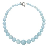 .925 Sterling Silver Graduated Aquamarine Necklace QN-10841-AM