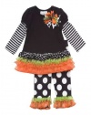 Rare Editions Girls Dotted & Striped Harvest Dress & Legging Set 4T (F773433)