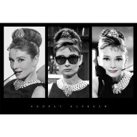 Audrey Hepburn-Breakfast at Tiffany's Triptych, Movie Poster Print, 24 by 36-Inch