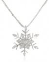 Sterling Silver Diamond Snowflake Pendant Necklace (1/6 cttw, H-I Color, I2 Clarity), 18