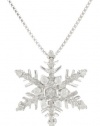 Sterling Silver Diamond Snowflake Pendant Necklace (1/4 cttw, H-I Color, I2 Clarity), 18