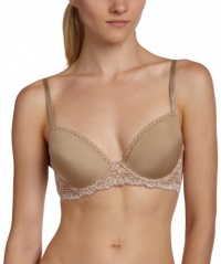 Calvin Klein Women's Seductive Comfort Customized Lift Bra W/Lace Wing,Dune/New Porcelain Cross Dye,32B