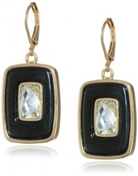 Anne Klein Preston Black Gold-Tone Black Geometric Drop Earrings