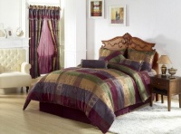 Chezmoi Collection Gitano Jacquard Patchwork 7-Piece Bedding Set, Queen, Multi Color