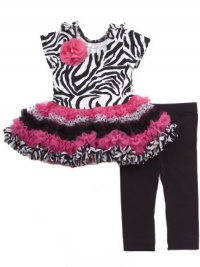 Rare Editions Girls 2-6X Zebra Black Tutu Legging Set