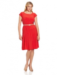 Anne Klein Women's Plus Size Classic Dot Swing Dress, Pomme/Buff, 16W