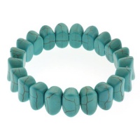 7.5 Turquoise Howlite Beads Stretchy Bangle Bracelet 14mm 7.5 Inch