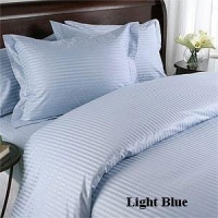 Egyptian Cotton 400 Thread Count Sateen Stripe 4 Pc Comforter Set - Light Blue Queen