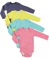 Carter's Baby Girls 4-pack Long-sleeve Bodysuits (NB-24M) (3 Months, Yellow/Multi)