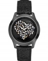 GUESS U0113L4  Black Crystal Heart Watch.