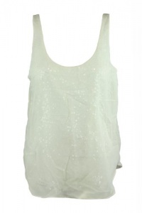 Aqua Womens Ivory Sheer Overlay Sequined Mesh Scoopneck Tank Top L