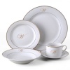 Gibson Heritage Monogram 20-Piece Dinnerware Collection, Letter W