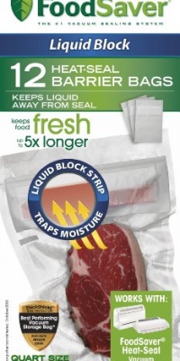 FoodSaver FSFSBFLB216-000 Liquid Block Heat Seal 1-Quart Bags, 12-Count