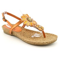 Kenneth Cole Reaction Flower Star Womens Size 9 Orange Thongs Sandals Shoes