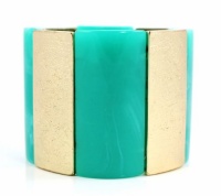 Bar III Bracelet, Gold-Tone and Aqua Resin Stretch Bracelet