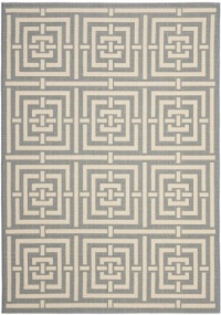 Safavieh Courtyard Collection CY6937-65 Grey and Cream Indoor/Outdoor Square Area Rug, 6-Feet 7-Inch