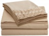 Clara Clark 4pc Bed Sheet Set, Full Double Size, Cream Beige, Lace