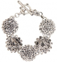 Lucky Brand Blossom Rosebud Floral Toggle Bracelet, Silver