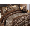 7 Piece Safari - Zebra - Giraffe Print Brown Micro Fur Comforter Set, Bed in Bag, Full (Double) Size