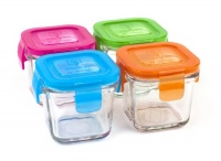 Wean Green Wean Cubes 4oz/120ml Baby Food Glass Containers - Multi Color (Set of 4)