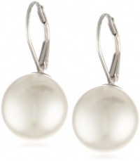 Sterling Silver White Shell Pearl Lever Back Earrings