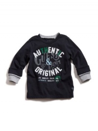 GUESS Long-Sleeve Graphic Tee, NAVY (12M)