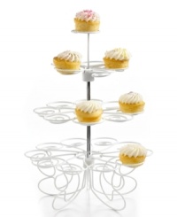 Show off your sweet side! Create a fun and dainty display of your mini cupcakes with this coated metal stand. Holding up to 24 cupcakes in a tree-like design, this stand features a charming spiral design to hold each cupcake in place, making it the perfect accent for serving up sweets & treats at any party.