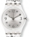 Swatch Menthol Tone White Grey Stainless Steel with Rhinstones Ladies Watch LK321G