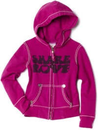 True Religion Girls 7-16 Zip Front Share Love Hoodie, Sangria, X-Large