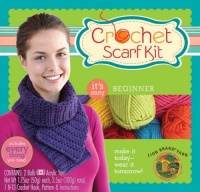 Lion Brand Yarn Beginner Crochet Scarf Kit, Dusty Rose