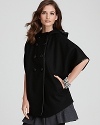 The covetable DKNY cape silhouette takes jacket form as your go-to layer for a fashion-forward winter.