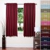 Solid Thermal Insulated Blackout Curtain 63L- 1 Set-BURGANDY