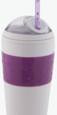 Copco 16-Ounce Cold Beverage Travel Cup with Straw, Purple Jacks