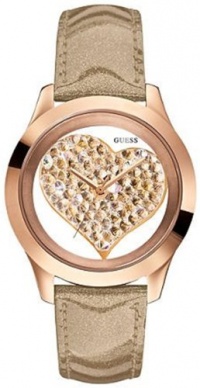 GUESS U0113L3 Rose Gold-Tone Crystal Heart Watch