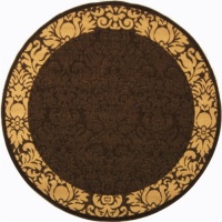 Safavieh Courtyard Collection CY2727-3409 Chocolate and Natural Indoor/ Outdoor Round Area Rug, 5-Feet 3-Inch Round