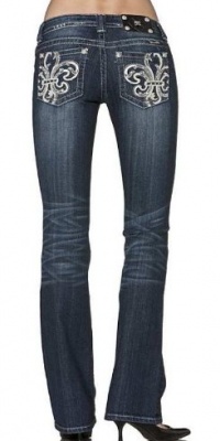 Miss Me - JP6114B Bootcut Jeans with Fleur de Lis Rhinestone Studded Pockets