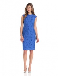 Anne Klein Women's Jacquard Piped Sheath Dress, Azure, 8