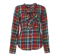 Ralph Lauren Girl's Long Sleeve Plaid Shirt Red Plaid 16