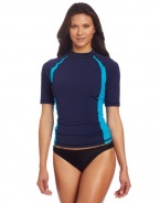 Speedo Women's Active Spliced Rashguard with Zip Pocket Swim Tee