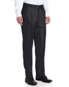 Louis Raphael Men's Luxe Pleated Hidden Extension Dress Pant, Charcoal, 40x32