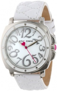 Betsey Johnson Women's BJ00044-01 Analog White Quilted Heart Strap Watch